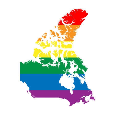 Canada country silhouette. Country map silhouette in rainbow colors of LGBT flag.のイラスト素材