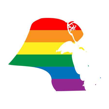 Kuwait country silhouette. Country map silhouette in rainbow colors of LGBT flag.のイラスト素材