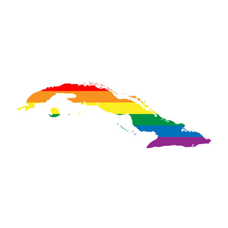 Cuba country silhouette. Country map silhouette in rainbow colors of LGBT flag.のイラスト素材