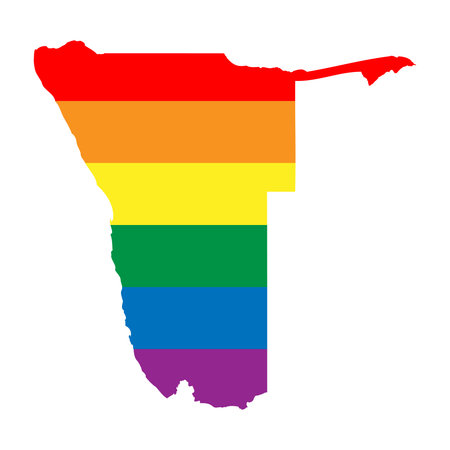 Namibia country silhouette. Country map silhouette in rainbow colors of LGBT flag.のイラスト素材