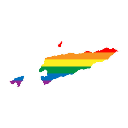 East Timor country silhouette. Country map silhouette in rainbow colors of LGBT flag.のイラスト素材