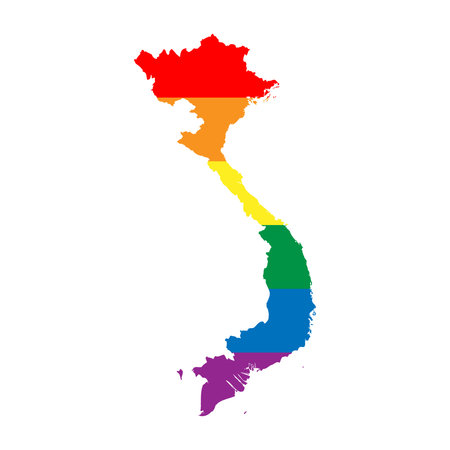Vietnam country silhouette. Country map silhouette in rainbow colors of LGBT flag.のイラスト素材