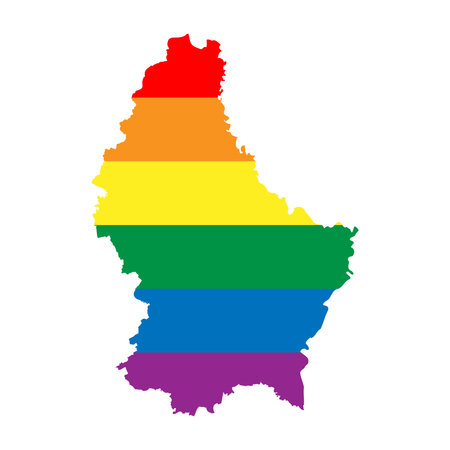 Luxembourg country silhouette. Country map silhouette in rainbow colors of LGBT flag.のイラスト素材