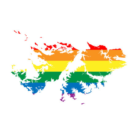 Falklands silhouette. Country map silhouette in rainbow colors of LGBT flag.のイラスト素材