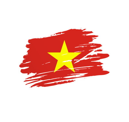 Vietnam flag - nation vector country flag trextured in grunge scratchy brush stroke.のイラスト素材