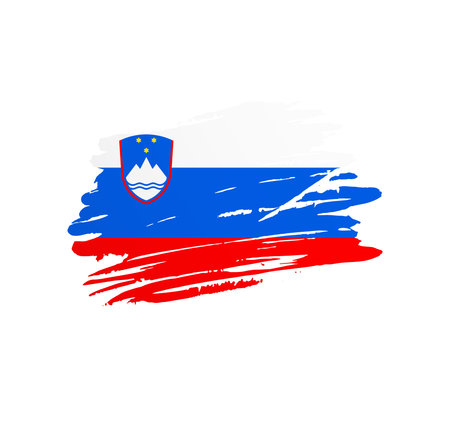 Slovenia flag - nation vector country flag trextured in grunge scratchy brush stroke.のイラスト素材