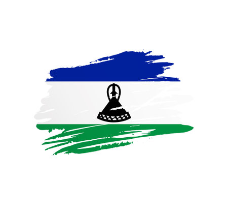 Lesotho flag - nation vector country flag trextured in grunge scratchy brush stroke.のイラスト素材