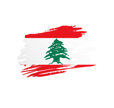Lebanon flag - nation vector country flag trextured in grunge scratchy brush stroke.のイラスト素材