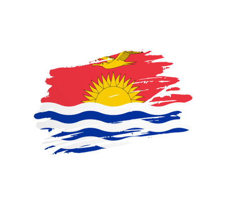 Kiribati flag - nation vector country flag trextured in grunge scratchy brush stroke.のイラスト素材