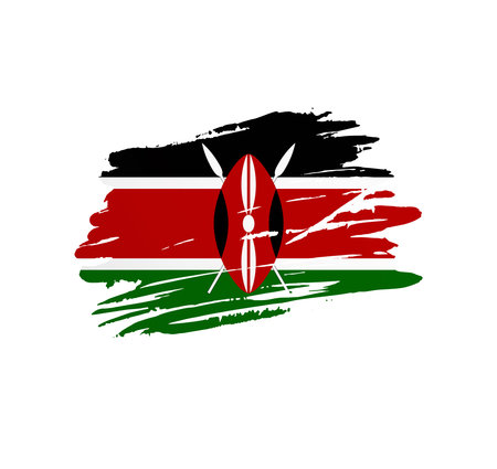 Kenya flag - nation vector country flag trextured in grunge scratchy brush stroke.のイラスト素材