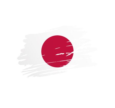 Japan flag - nation vector country flag trextured in grunge scratchy brush stroke.のイラスト素材