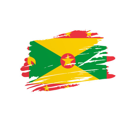 Grenada flag - nation vector country flag trextured in grunge scratchy brush stroke.のイラスト素材