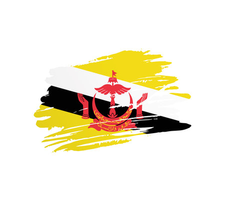 Brunei flag - nation vector country flag trextured in grunge scratchy brush stroke.のイラスト素材