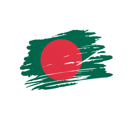 Bangladesh flag - nation vector country flag trextured in grunge scratchy brush stroke.のイラスト素材