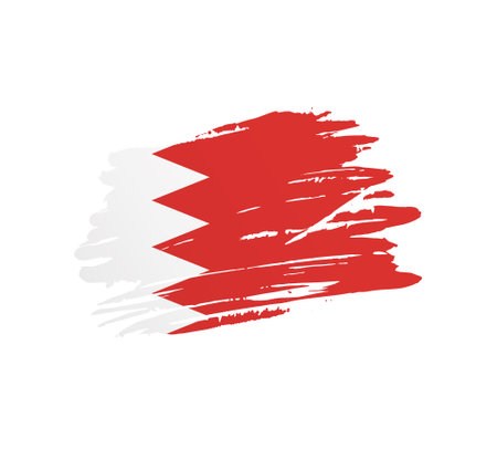 Bahrain flag - nation vector country flag trextured in grunge scratchy brush stroke.のイラスト素材