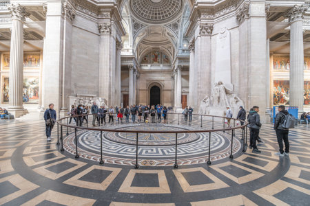 PARIS, FRANCE - APRIL 16, 2023: Foucault pendulum in the Pantheon in Paris, France.のeditorial素材