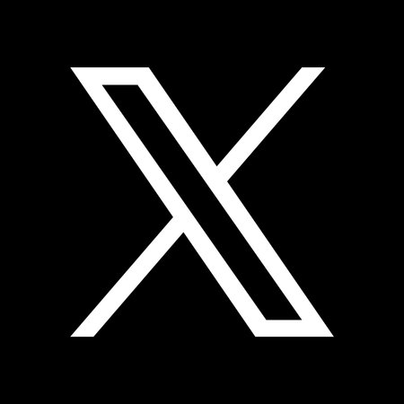 X, former Twitter, social media app icon. Black silhouette square shapeのeditorial素材