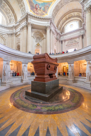 PARIS - APRIL 17, 2023: Tomb of Napoleon at Les Invalides. Keep the mortal remains of Napoleon following their repatriation to France from Saint Helena in 1840, Paris, France.のeditorial素材