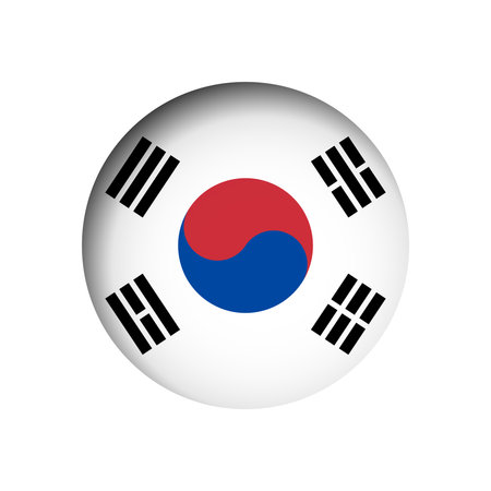 South Korea flag - behind the cut circle paper hole with inner shadow.のイラスト素材