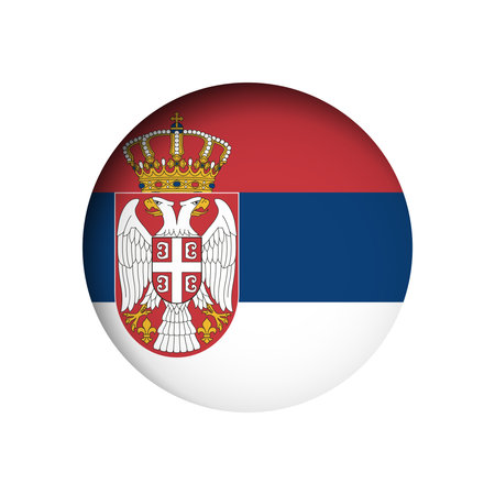 Serbia flag - behind the cut circle paper hole with inner shadow.のイラスト素材