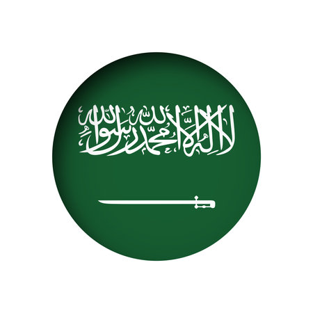 Saudi Arabia flag - behind the cut circle paper hole with inner shadow.のイラスト素材