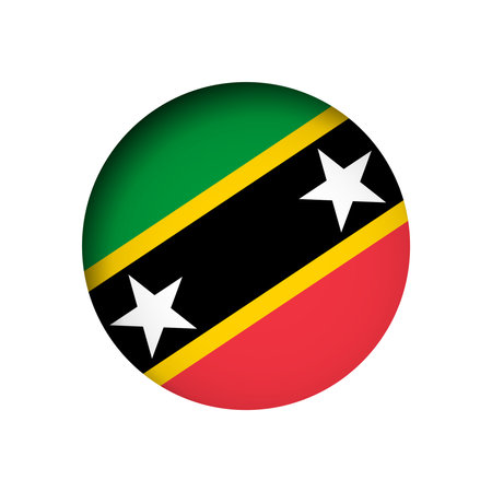 Saint Kitts and Nevis flag - behind the cut circle paper hole with inner shadow.のイラスト素材