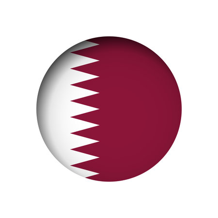Qatar flag - behind the cut circle paper hole with inner shadow.のイラスト素材