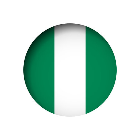 Nigeria flag - behind the cut circle paper hole with inner shadow.のイラスト素材