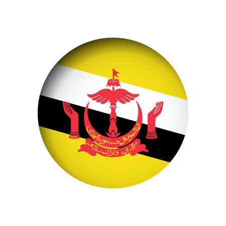Brunei flag - behind the cut circle paper hole with inner shadow.のイラスト素材