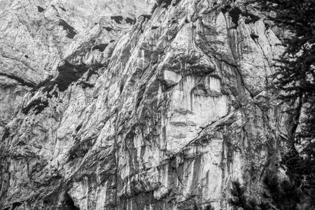Pagan girl - natural image of a woman face on Prisank mountain, Triglav National Park, Julian Alps, Slovenia. Black and white image.の写真素材