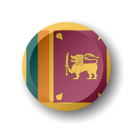 Sri Lanka flag - 3D circle button with dropped shadow. Vector icon.のイラスト素材