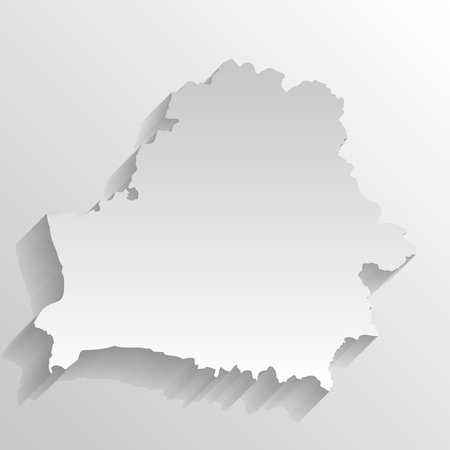 Belarus country silhouette. High detailed map. White country silhouette with dropped long shadow on beige background.のイラスト素材