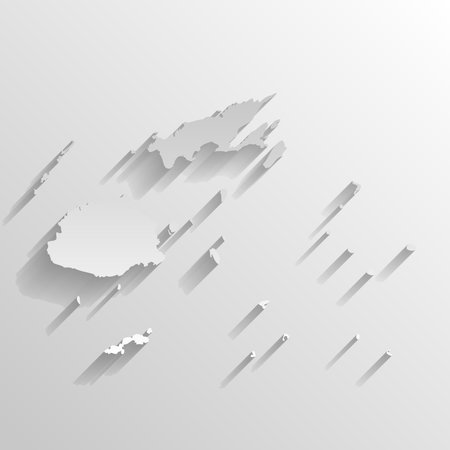 Fiji country silhouette. High detailed map. White country silhouette with dropped long shadow on beige background.のイラスト素材