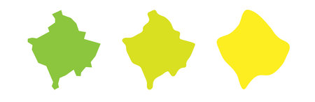 Kosovo country black outline and colored country silhouettes in three different levels of smoothness. Simplified maps. Vector icons isolated on white background.のイラスト素材