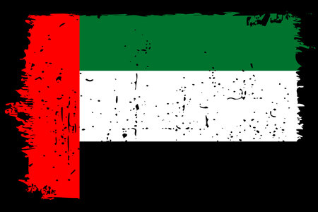 United Arab Emirates flag - vector flag with stylish scratch effect and black grunge frame.のイラスト素材