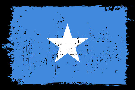 Somalia flag - vector flag with stylish scratch effect and black grunge frame.のイラスト素材