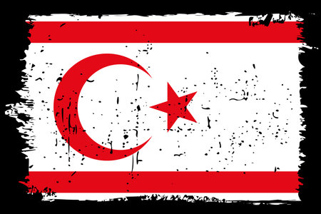 Northern Cyprus flag - vector flag with stylish scratch effect and black grunge frame.のイラスト素材