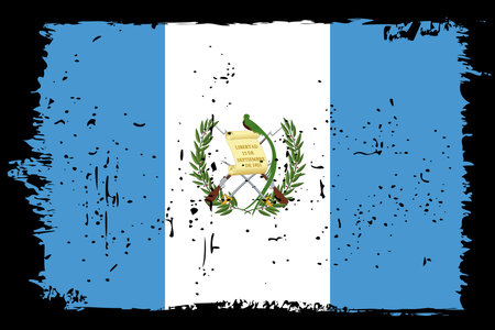 Guatemala flag - vector flag with stylish scratch effect and black grunge frame.のイラスト素材
