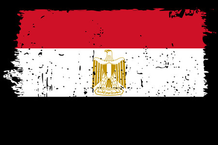 Egypt flag - vector flag with stylish scratch effect and black grunge frame.のイラスト素材