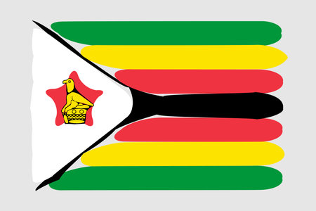 Zimbabwe flag - painted design vector illustration. Vector brush styleのイラスト素材