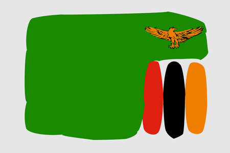 Zambia flag - painted design vector illustration. Vector brush styleのイラスト素材