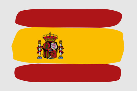 Spain flag - painted design vector illustration. Vector brush styleのイラスト素材