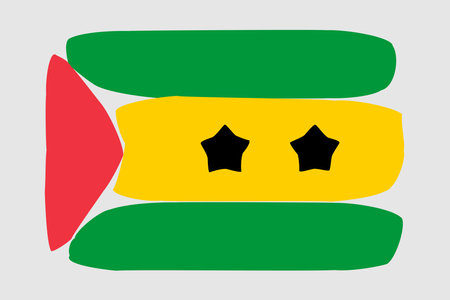 Sao Tome and Principe flag - painted design vector illustration. Vector brush styleのイラスト素材