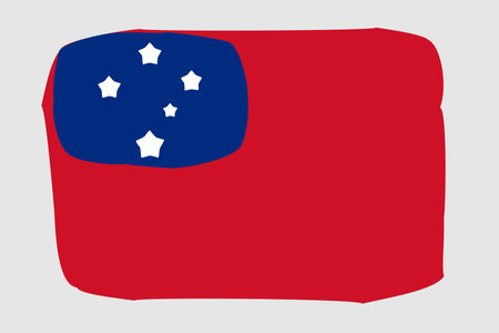 Samoa flag - painted design vector illustration. Vector brush styleのイラスト素材