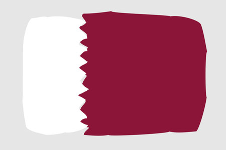 Qatar flag - painted design vector illustration. Vector brush styleのイラスト素材