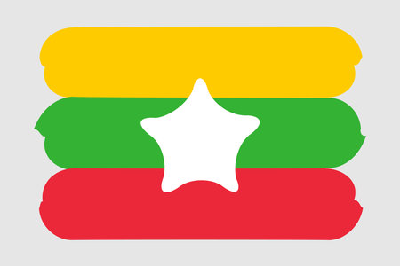 Myanmar flag - painted design vector illustration. Vector brush styleのイラスト素材
