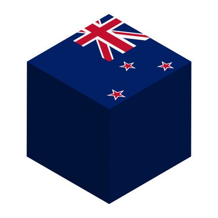 New Zealand flag - isometric 3D cube isolated on white background. Vector object.のイラスト素材