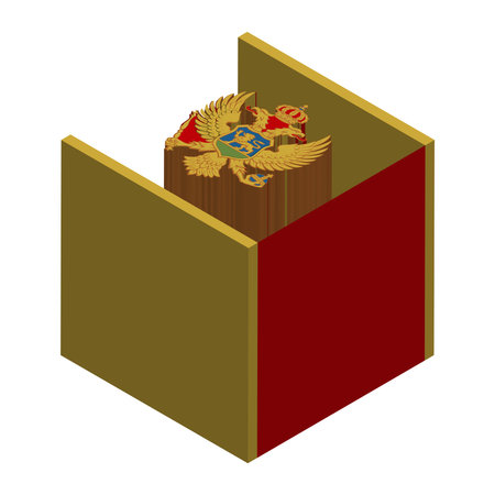 Montenegro flag - isometric 3D cube isolated on white background. Vector object.のイラスト素材