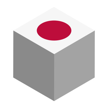Japan flag - isometric 3D cube isolated on white background. Vector object.のイラスト素材