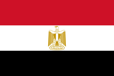 Egypt vector flag in official colors and 3:2 aspect ratio.のイラスト素材